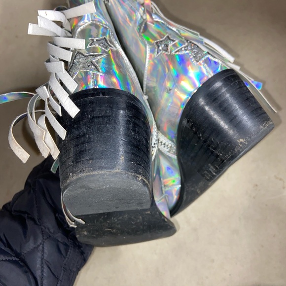Current Mood Iridescent Silver Ankle Boots - Picture 2 of 4